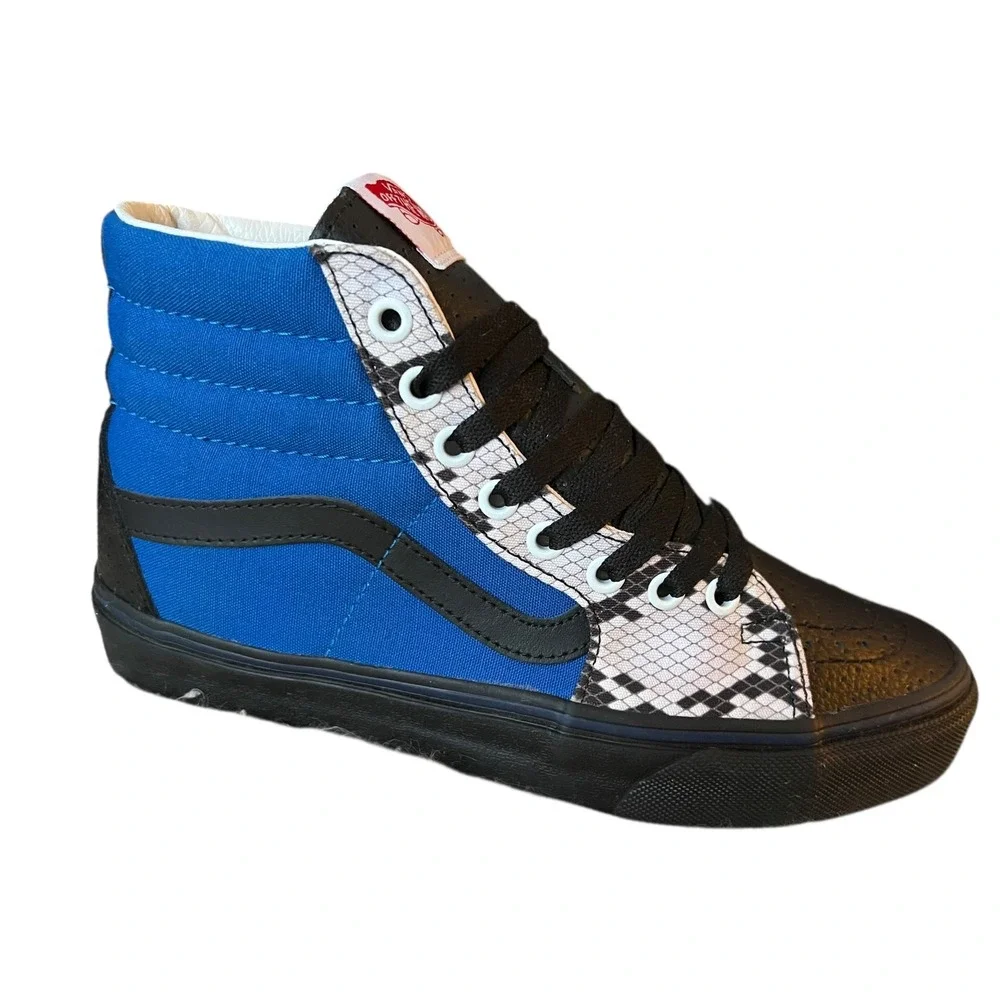 Vans Sk8 Hi High Top Snake Print Blue Black Leather Sneakers Mens 6.5 Womens 8‎